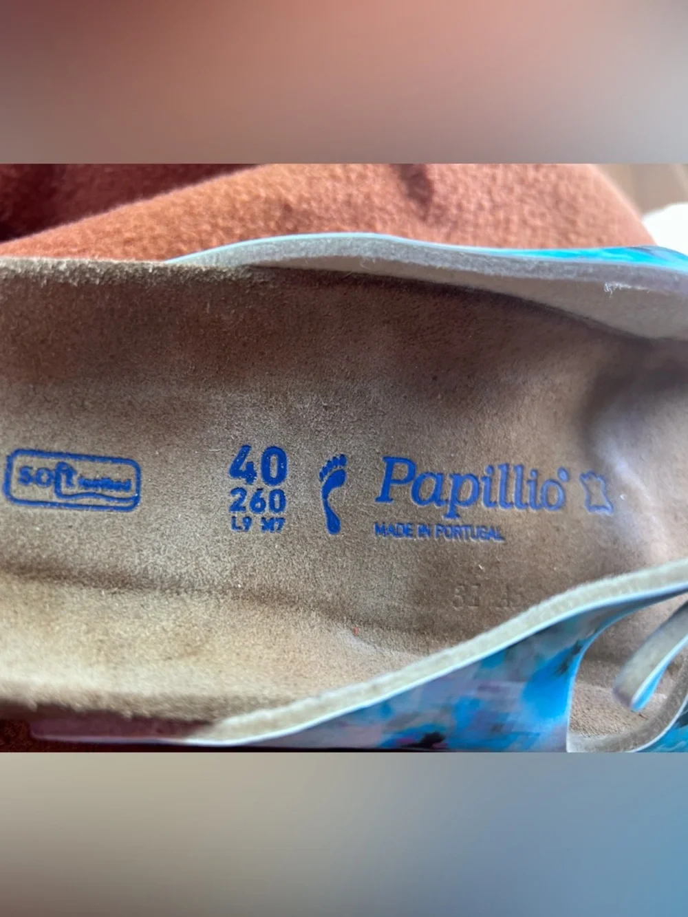 Women's Birkenstock Papillio Blue flower Three-Strap Sandals like new size 9 - Picture 3 of 4